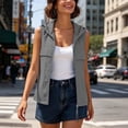 thumbnail image 2 of MaFYtyTPR Women's Sleeveless Zip Up Hoodie Vest Lightweight Casual Hooded Jacket with Chest Pockets for Outdoor Activities Dark Gray M, 2 of 7