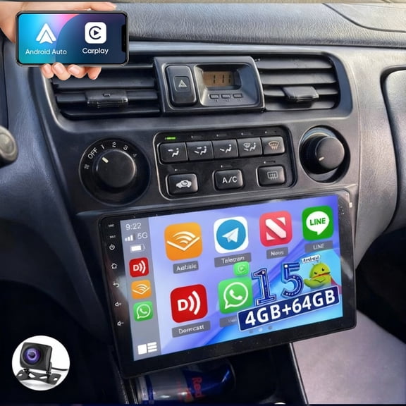 Gsuatey 4G 64G Android 15 Car Stereo for Honda Accord 1998-2002 Radio with Wireless Carplay Android Auto MirrorLink 9inch HD Touchscreen Bluetooth FM AHD Reversing Camera
