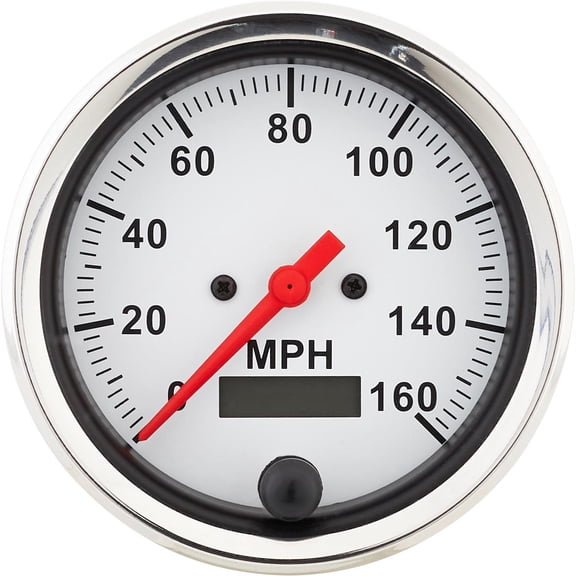 Speedometer Gauge, White Face, 3-3/8, Electric