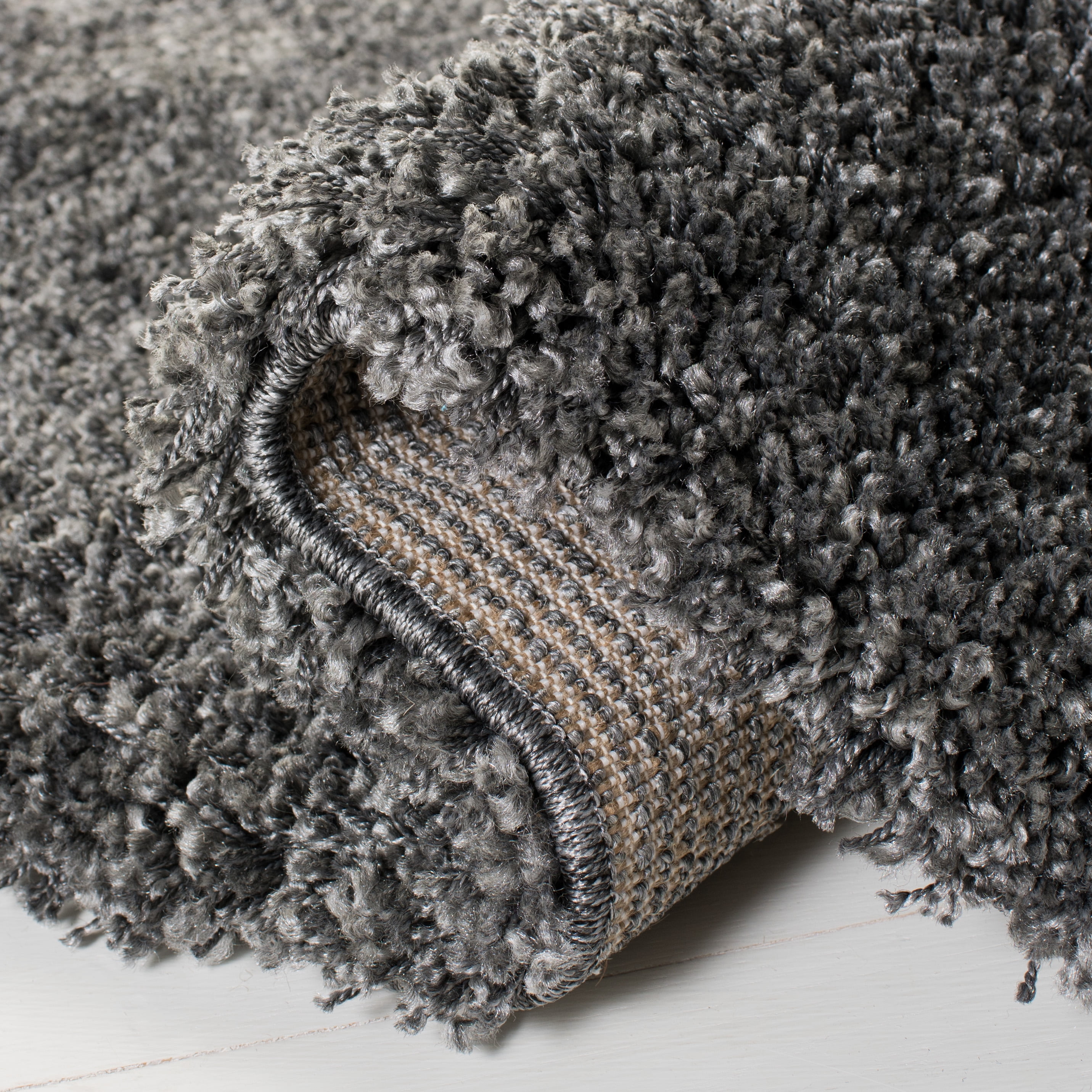 SAFAVIEH California Plush Solid Shag Area Rug, Dark Grey, 5'3" x 5'3" Round - Modern Design, Dark Grey, Non-Shedding & Easy Cleaning, Ultra Plush Thick Pile, Ideal for Living Room, Bedroom