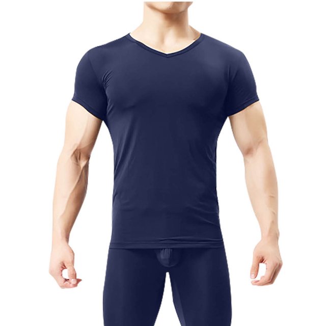 Fengqque Men’s Slimming Compression Body Shaper V-Neck for Back Support, Gynecomastia & Hernias Dark Blue XL(XL)