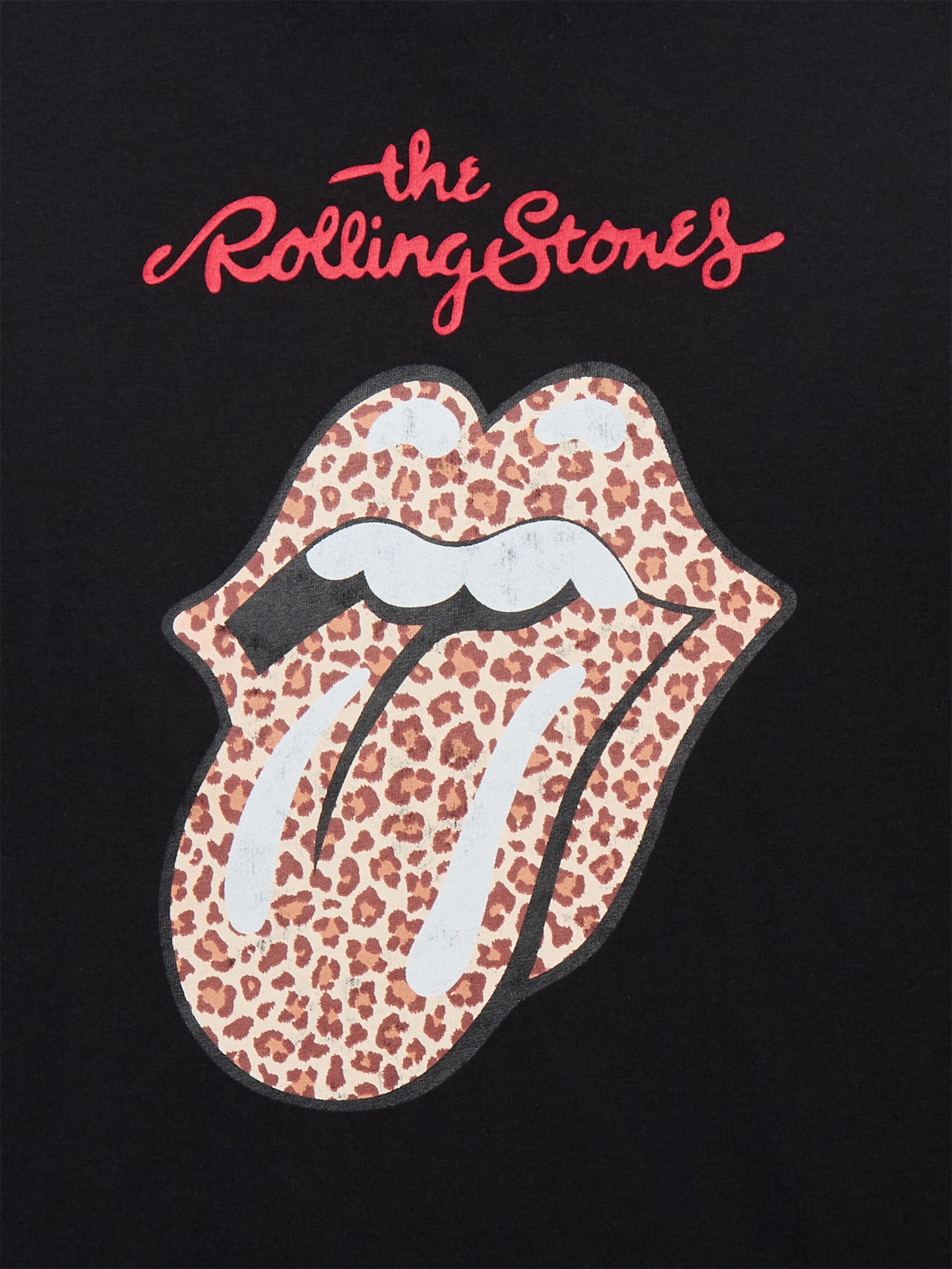 Wonder Nation Girls Rolling Stones Animal Print Graphic Tee with Short Sleeves, Sizes 4-18
