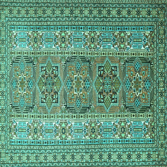 Ahgly Company Indoor Square Persian Turquoise Blue Traditional Area Rugs, 8' Square