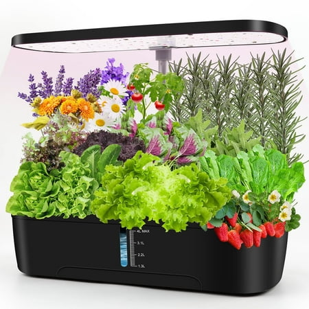 12 Pods Hydroponics Growing System, ZRSDIXKI Indoor Herb Garden Kit with Grow Lights, Height Adjustable Planting Germination Kit with Pump, Gardening Gifts Home Decor