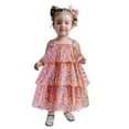 thumbnail image 2 of Huowey Girls Polka Tiered Dress Tutu Strapless Sleeveless Formal Wedding Party Gown Layered Solid Color High Waist Dresses Clothes,Pink,6-12 Months, 2 of 5