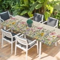 thumbnail image 2 of Spring Botanical Table Cloths for 8 Foot Rectangle Tables, Watercolor Floral Eucalyptus Leaves Beige Patio Waterproof Elastic Fitted Tablecloths, Washable Rectangular Table Cover for Camping, 2 of 8
