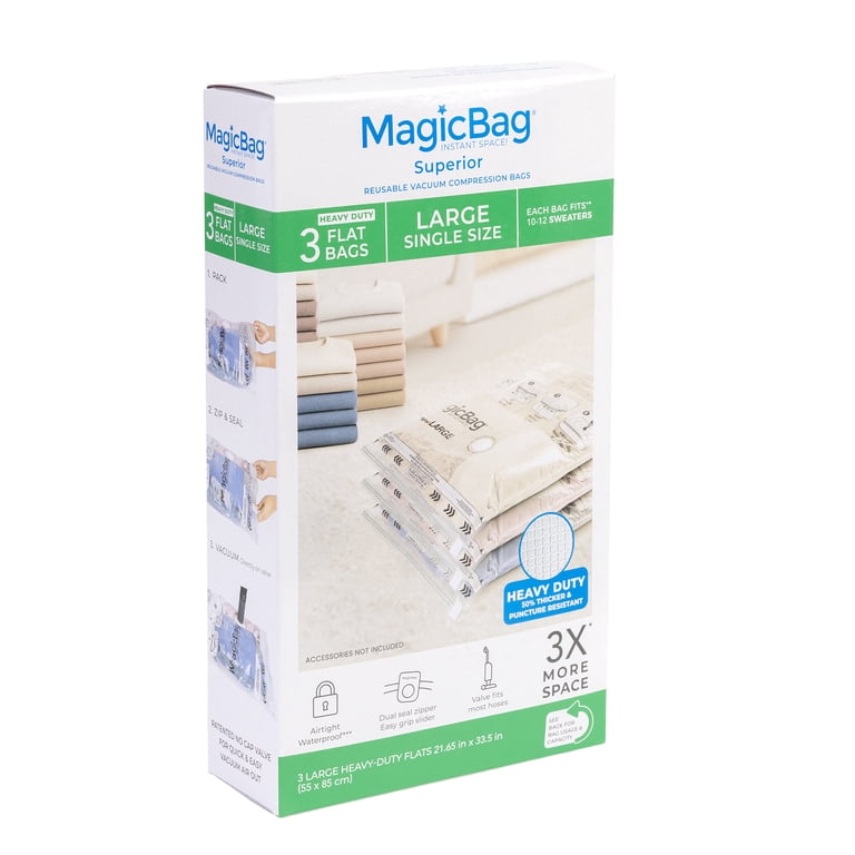 MagicBag Large Heavy Duty Vacuum Storage Bags, 3 Pack photo 1