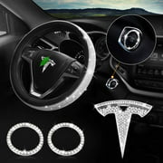 Bling Bling Car Steering Wheel Decorative Diamond Sticker Fit for Tesla Accessories, Diamond Leather Steering Wheel