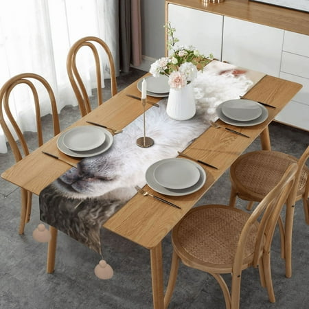 

Cute Sheep Lamb Table Runner Imitation Linen Table Runner With Khaki Tassels For Party And Dining Room 14 x 60