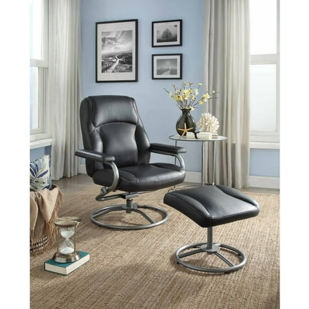 Mainstays Plush Pillowed Recliner Swivel Chair and Ottoman Set, Multiple Available