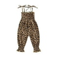 thumbnail image 1 of Kiapeise Baby Girls Sleeveless Strap Romper Heart Print Halter Jumpsuit Pants Leopard Overalls Toddler Ruffle Pleated Bodysuit, 1 of 8