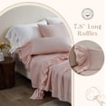 thumbnail image 4 of Simple&Opulence 100% Cotton Bed Sheet Set Cute Back to School Bedding with Long Ruffles (1 Flat Sheet, 1 Fitted Sheet and 2 Ruffled Pillowcases) - Pink, Full, 4 of 5