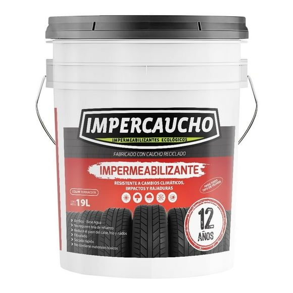 Impermeabilizante Impercaucho 12 años rojo 19 L