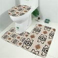 thumbnail image 2 of Boho Brown and Black Ethnic Pattern Bathroom Rugs Sets 3 Piece,Toilet Cover Set,Absorbent Non Slip Bathroom Mats Sets with U-Shaped Contour Rug Toilet Rug Set, 2 of 5