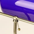 thumbnail image 3 of JCPYIUL Blue Vintage Bankers Desk Lamp - Hand-Blown Purple Glass Shade, Pull Chain, Bronze Base（Excluding light bulbs）, 3 of 12