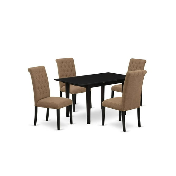 East West Furniture Norfolk 5-piece Wood Dinette Set in Black