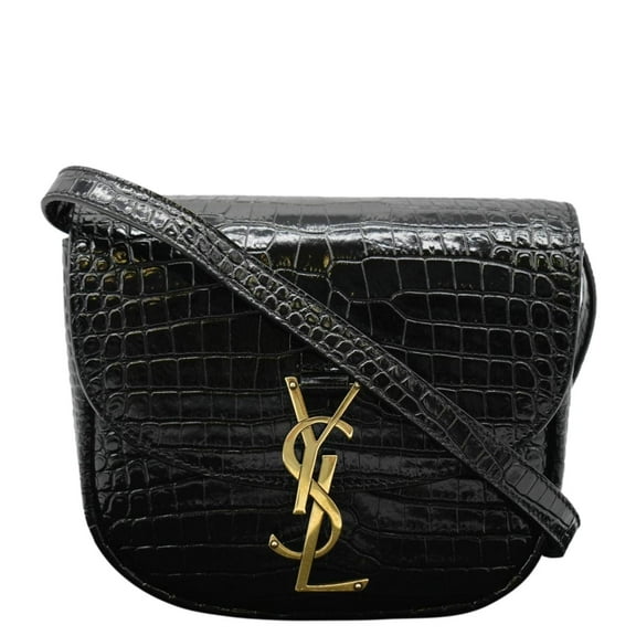 Pre-Owned YVES SAINT LAURENT Kaia Small Embossed Leather Satchel Bag Black