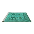thumbnail image 2 of Ahgly Company Machine Washable Indoor Square Oriental Turquoise Blue Traditional Area Rugs, 4' Square, 2 of 4