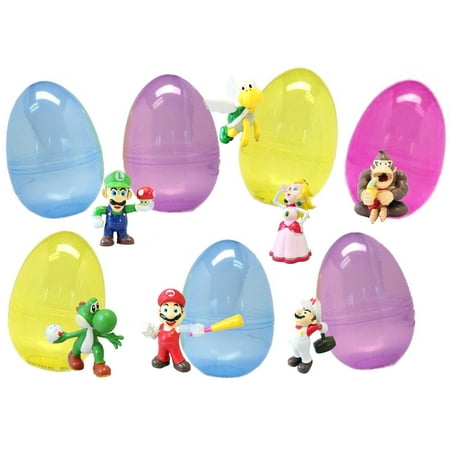 7 Toy Filled Jumbo Easter Eggs With Mario Figures - Delight Kids With Favorite Characters Like Mario, Luigi, And Peach - Durable 6 Inch Eggs Are Easy To Open, Tough To Break - Prefilled To Save Time