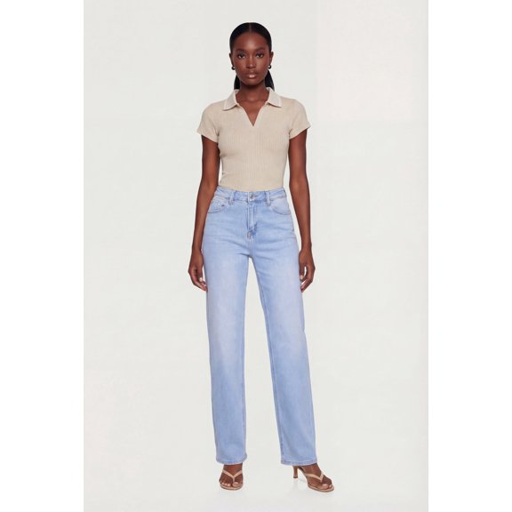 Women's Contrast Trim Rib Knit Polo Top