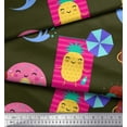 thumbnail image 3 of Soimoi Green Rayon Crepe Fabric Beech & Fun Party Fabric Prints By Yard 46 Inch Wide, 3 of 5