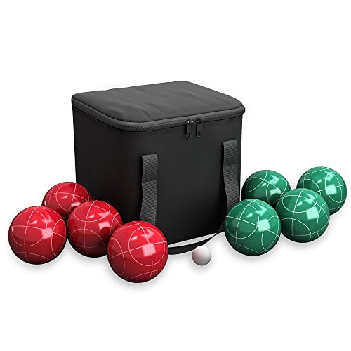 Bocce Ball Set â€“ Outdoor Backyard Family Games for Adults or Kids â€“ Complete with Bocce Balls, Pallino, and Equipment Carrying Case, Black, 7" x 3.5"