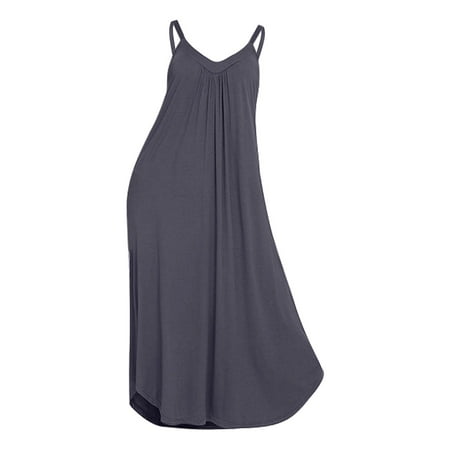 Tiqkatyck Womens Sleeveless Long Lingerie Dress Nightgown Full Slip Night Dress Plus Size Chemise Babydoll Dress for Women Silk Nightgown for Women Grey S