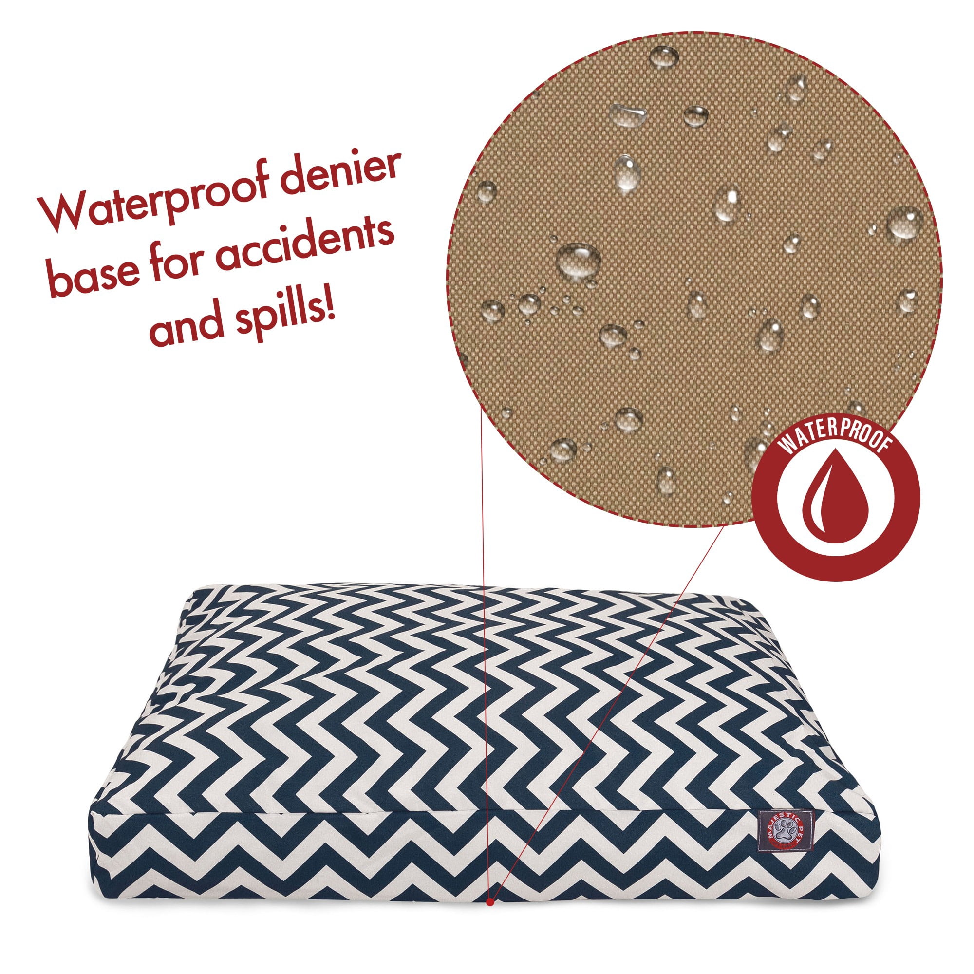Majestic Pet | Chevron Shredded Memory Foam Rectangle Pet Bed For Dogs, Removable Cover, Navy, Large
