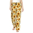 thumbnail image 2 of Lsque Yellow Polka Dot Sunflower Print Women's Pajama Pants, Lounge Pant - Comfortable Home Wear,Elastic Waistband, Stylish Design-XX-Large, 2 of 9