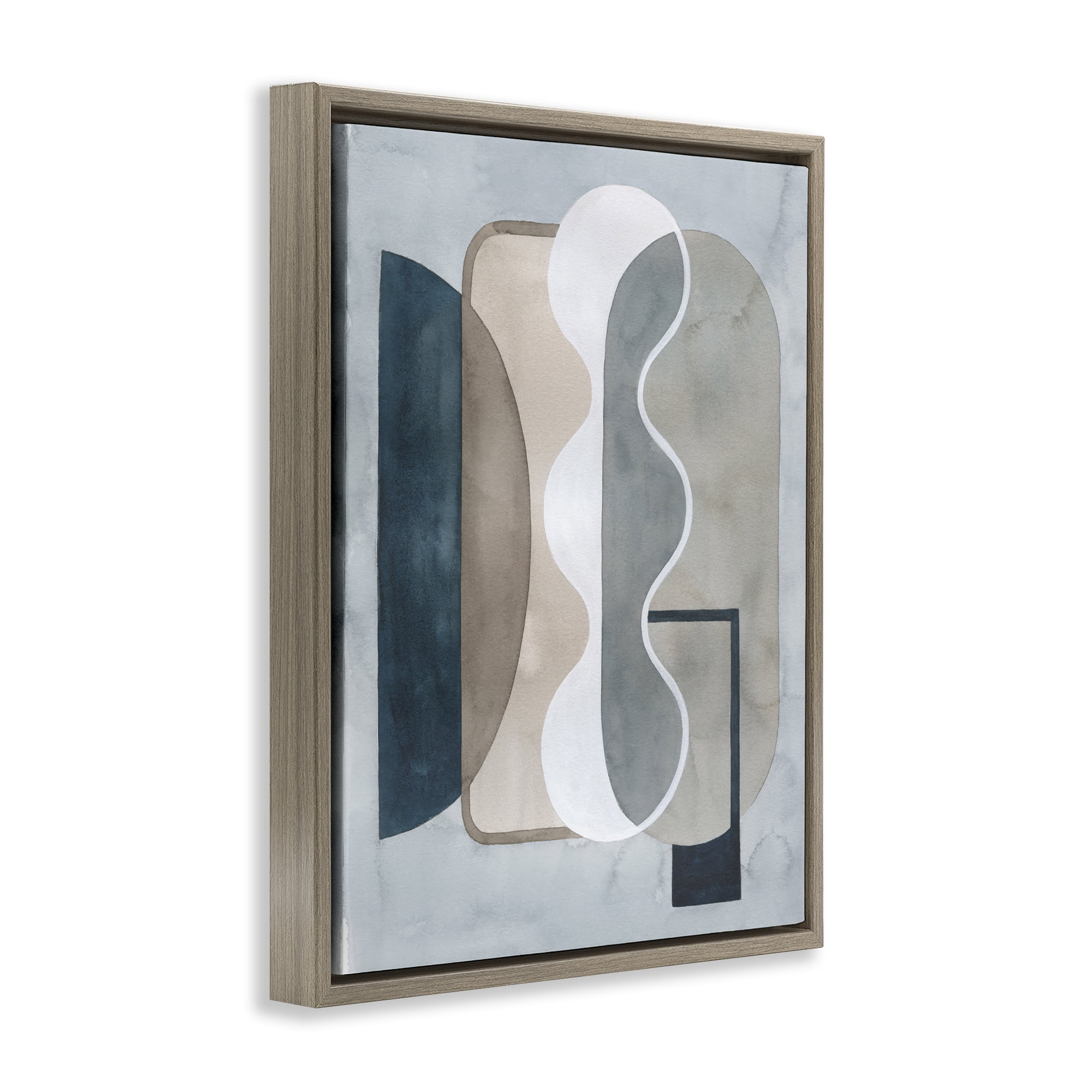 Stupell Industries Wavy Opaque Shapes Abstract Painting Brown Floater Framed Canvas Art Print Wall Art, 17 x 21