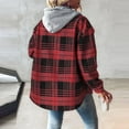 thumbnail image 6 of HongQid Jackets for Women Wool Blend Hood Casual Loose Button Down Buffalo Plaid Flannel Shirts Fall Winter Shacket Coats, 6 of 6