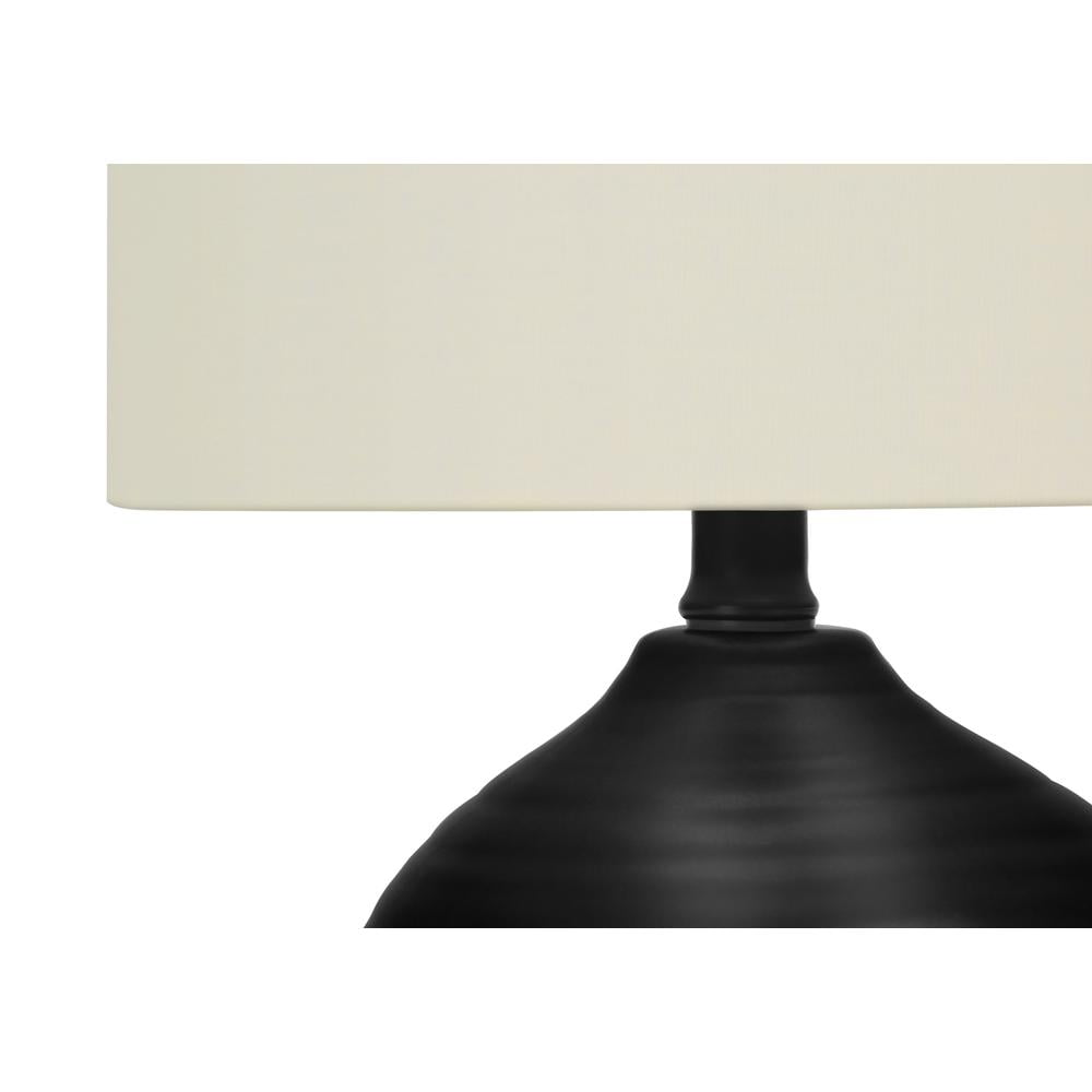 Lighting - 17"h Table Lamp - Black Ceramic Base - Ivory Shade - Transitional