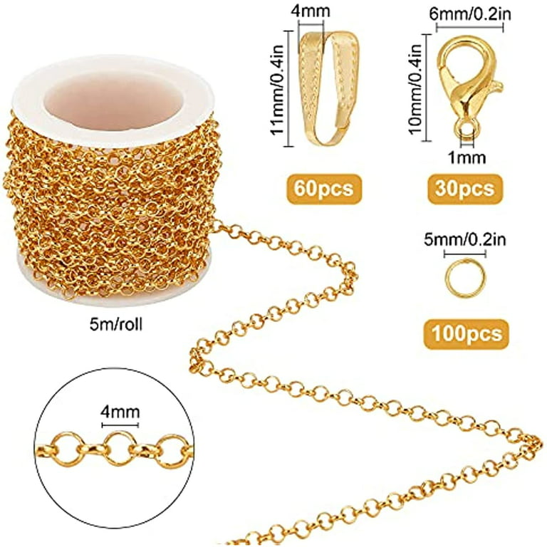 DIY 10M 32.8 Feet 3MM Gold Chain Roll Figaro Chains Stainless Steel Cable  Chain Necklace Chains with Jump Rings Lobster Clasps for Women Adults  Jewelry Making Kits Necklaces Bracelets Craft 
