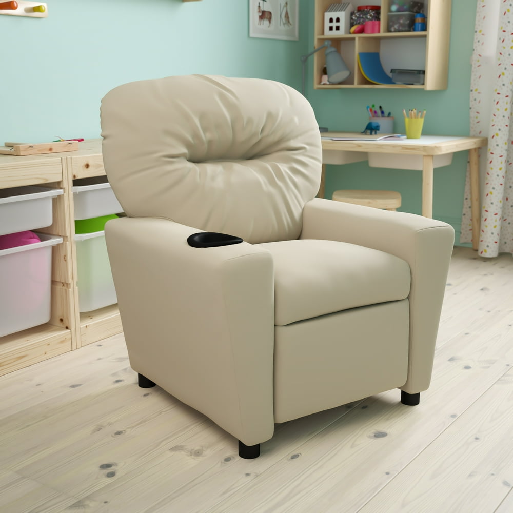 Flash Furniture Standard Vinyl Recliner with Cupholder and Ottoman