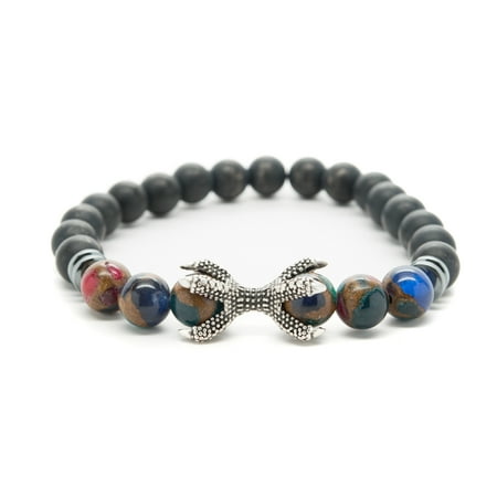 Agate Stones Bead Healing Bracelet (Wrist Beads Semiprecious Stone Bracelet - Real Black Onyx and Brown Agate Gemstones - for Chakra Healing and Balancing, fits Men and Women 7 inch - Adds Boho Charm to)