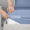 thumbnail image 4 of Soft Lightweight 400TC 100% Cotton Sateen Bed Sheet Set – 4-Piece King – Blue, 4 of 8
