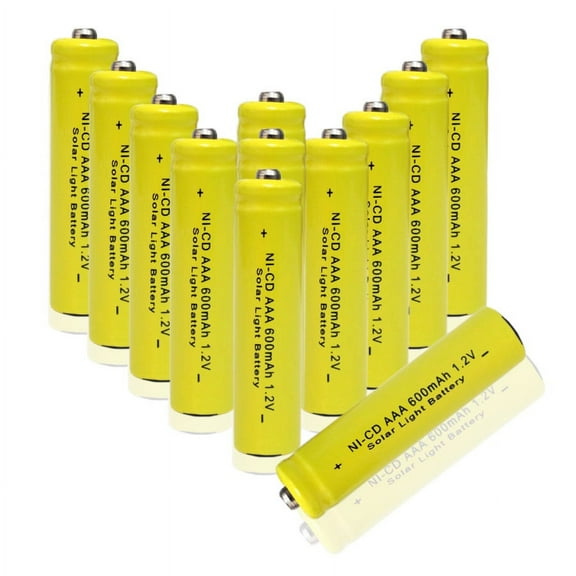 GEILIENERGY Solar Light Batteries AAA NiCd AAA 1.2V 600mAh Triple A Rechargeable Batteries for Solar Lamp Garden Lights (Pack of 12)