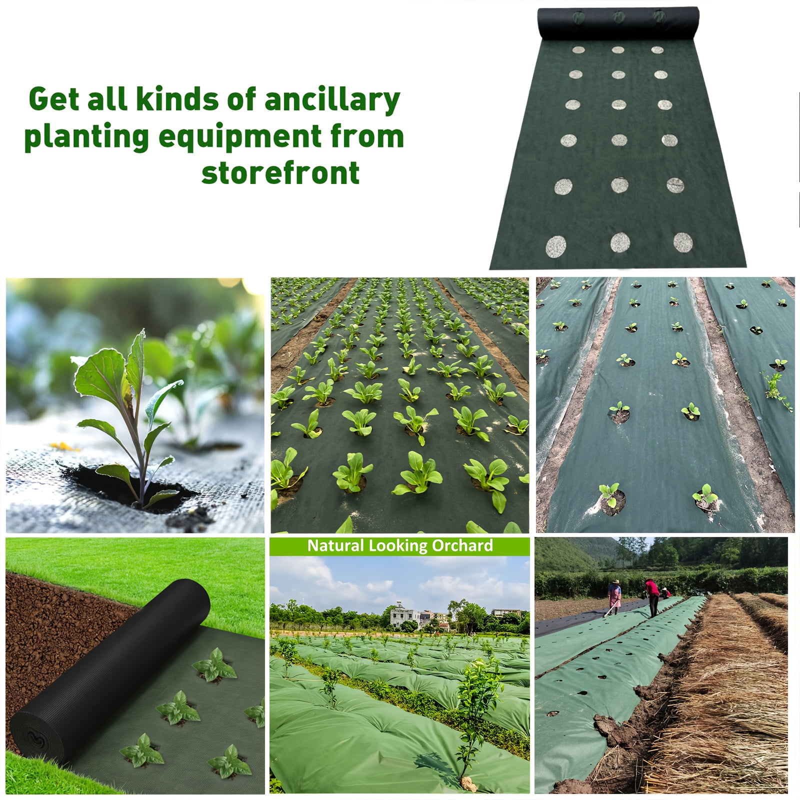 Green Black Double-Sided Non-Woven Weed Barrier Fabric With Punched Holes, Permeable Breathable Landscape Fabric For Garden Ground Cover Weed Mat, 1 Roll 0.6/0.8/1x6.1m