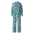 thumbnail image 2 of Coduop Women Casual 2 Piece Outfits Long Sleeve Stripe/Diamond Print Blouse Top Wide Leg Loungewear, 2 of 7