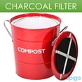 thumbnail image 4 of Spigo Steel Kitchen Compost Bin With Vented Charcoal Filter and Bucket, Red, 1 Gallon, 4 of 8