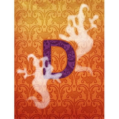 Halloween Ghost Letter D Monogram Initial Flag Canvas- House Size