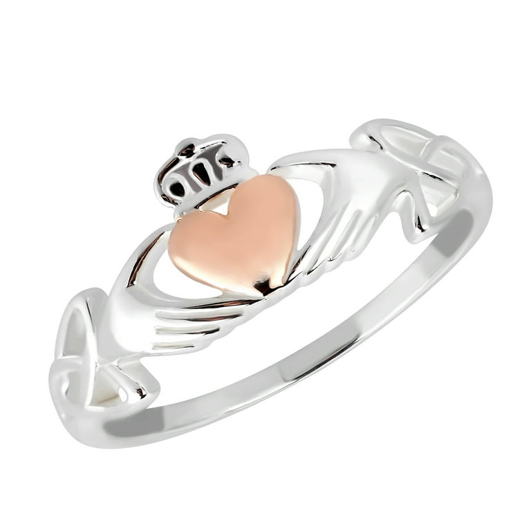 Celtic Claddagh Love Heart Rose Gold Vermeil Over Sterling Silver