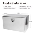 thumbnail image 6 of 30 Inch Heavy Duty Aluminum Truck Tool Box, Diamond Plate Waterproof Square Truck Storage Organizer Chest with T-Handle Lock and Key for Pick Up Truck Bed, RV Trailer, Silver, 6 of 6