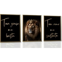 Hieng Regal Black Gold Lion with Crown Canvas Wall Art Divine Inspirational Quote Pictures Paintings Wall Decor Prints Posters for Faith Home Living Room Study Gift Decoration Unframed