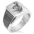 thumbnail image 1 of Stainless Steel Almighty Alicorn Needle Stripe Pattern Biker Style Polished Ring, 1 of 1