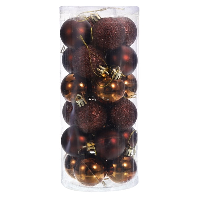 24Pcs 1.5 Bolas de Navidad Adornos Conjunto de Bolas Colgantes para Árbol de Navidad Decoración Navideña (Café)