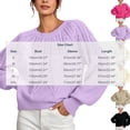 thumbnail image 3 of ClodeEU Women's Crewneck Cable Knit Sweater,Loose Puff Long Sleeve Cropped Pullover Jumper ,Women's Plus XXL, 3 of 6