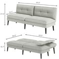 thumbnail image 5 of furlinkhm Convertible Futon Sofa Bed, 70" Futon Sofa Bed, Adjustable Futon Couch, Linen Fabric Futon Sofa Couch, Comfy Futon Couch Bed with 2 Square Pillows, for Living Room, Apartment, Office (Grey), 5 of 7