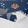 thumbnail image 5 of meiyoeat Watercolor Ocean Coral Twin Quilt Set For Boys,Cute Sea Animal Shark Twin Coverlet Set For Kids,2-Piece, 5 of 7