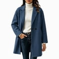 thumbnail image 2 of Afelkas Women's Oversized Wool Blend Peacoat Double Breasted Notch Lapel Mid Length Warm Winter Coat with Pockets, 2 of 6